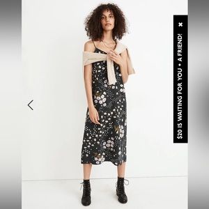 Silk Eva Slip Dress in Polka Daisies